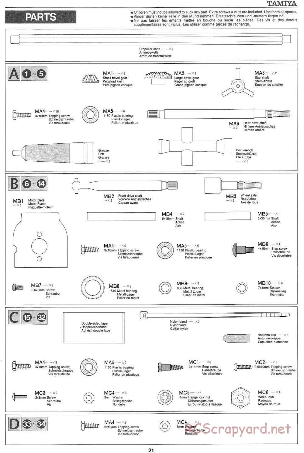 Tamiya - Voltec Fighter - Boy's 4WD Chassis - Manual - Page 21