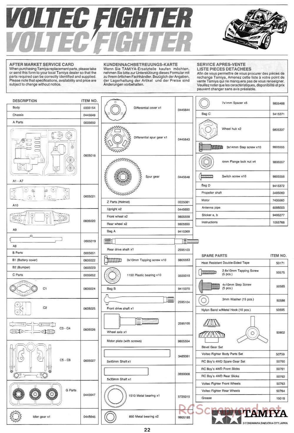 Tamiya - Voltec Fighter - Boy's 4WD Chassis - Manual - Page 22