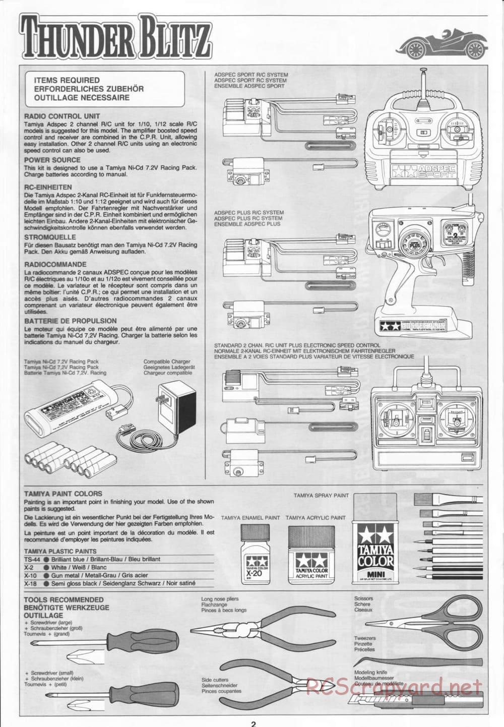 Tamiya - Thunder Blitz - Boy's 4WD Chassis - Manual - Page 2