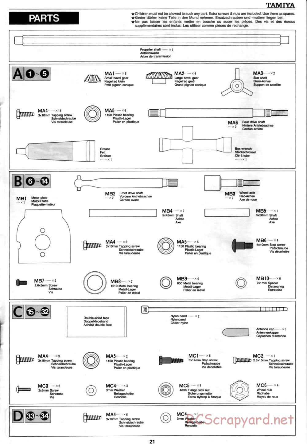 Tamiya - Thunder Blitz - Boy's 4WD Chassis - Manual - Page 21