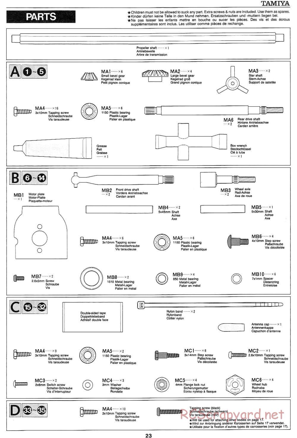 Tamiya - Wild Ceptor - Boy's 4WD Chassis - Manual - Page 23