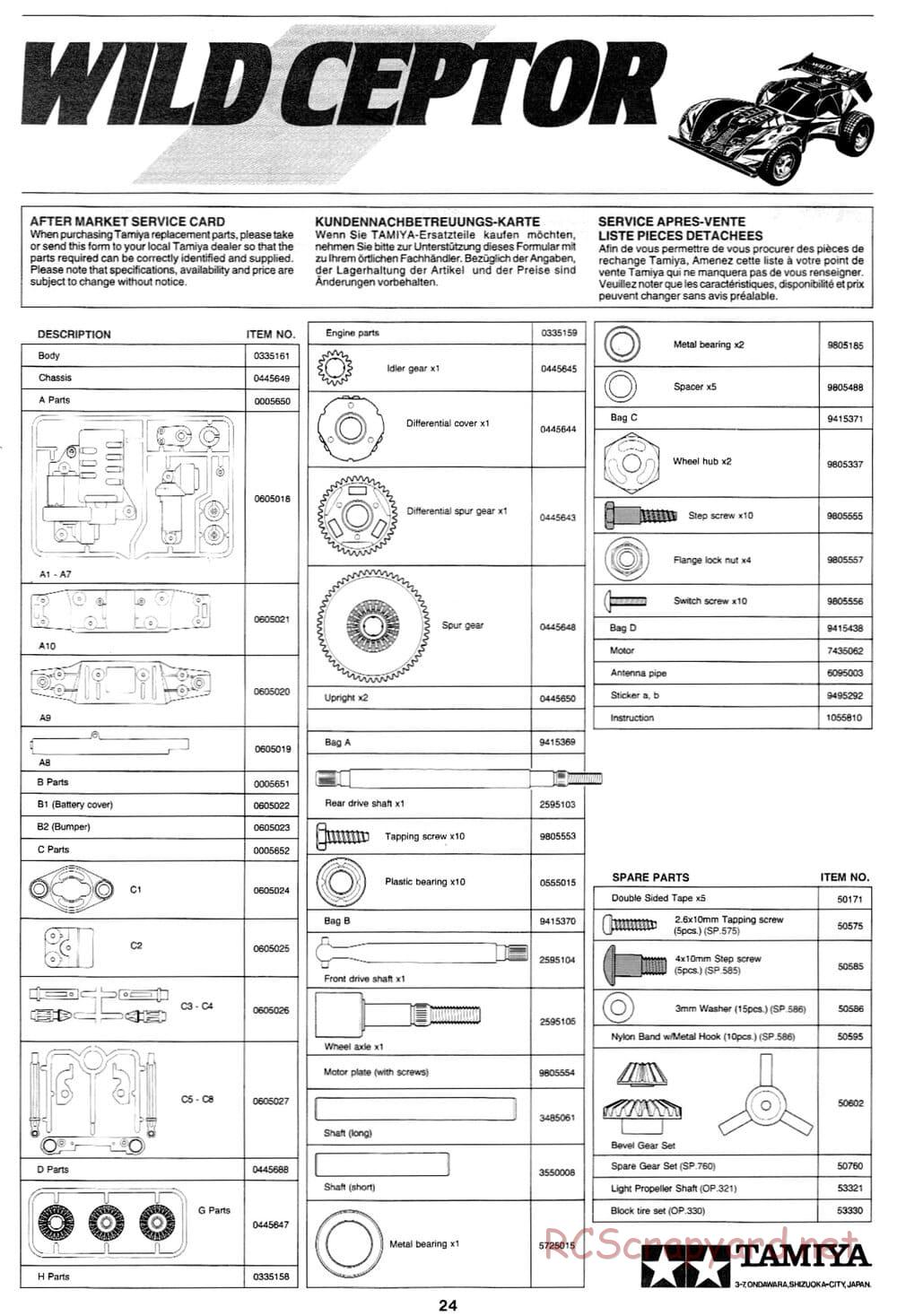 Tamiya - Wild Ceptor - Boy's 4WD Chassis - Manual - Page 24