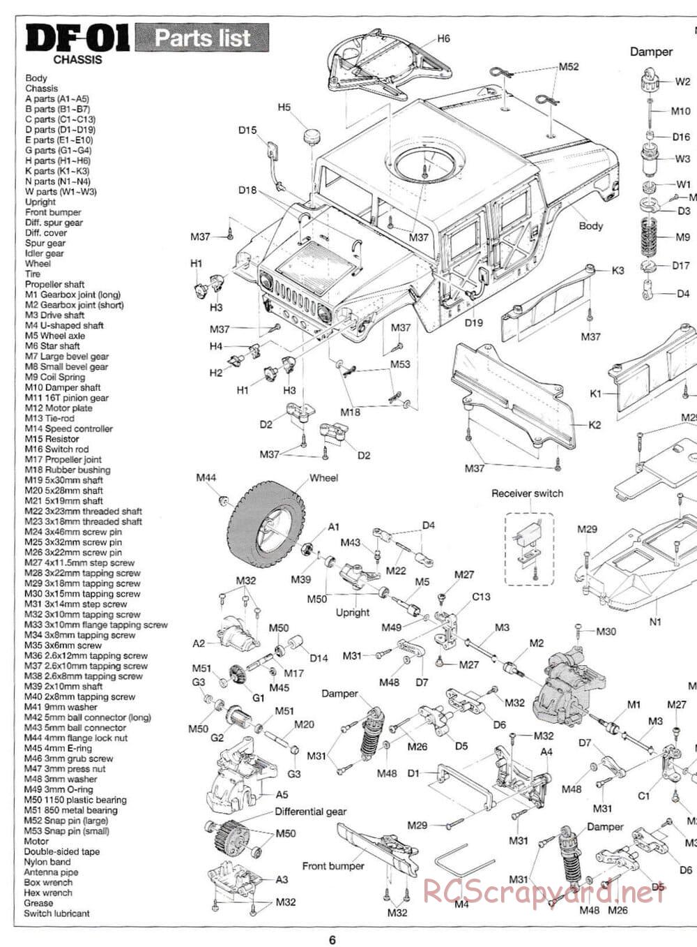 Tamiya - XB M1025 Humvee - DF-01 Chassis - Manual - Page 6