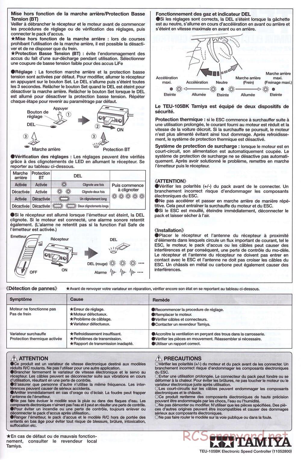 Tamiya - SA TT-02 ESC - Manual - Page 4