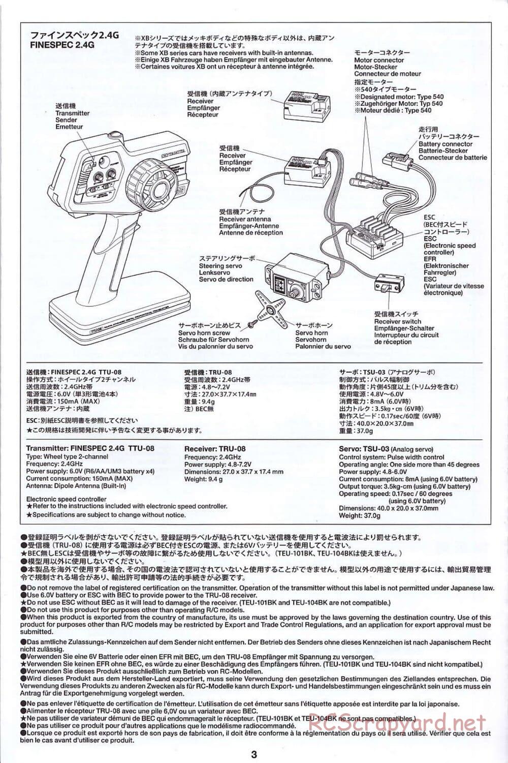 Tamiya - SA TT-02 - Radio - Manual - Page 3