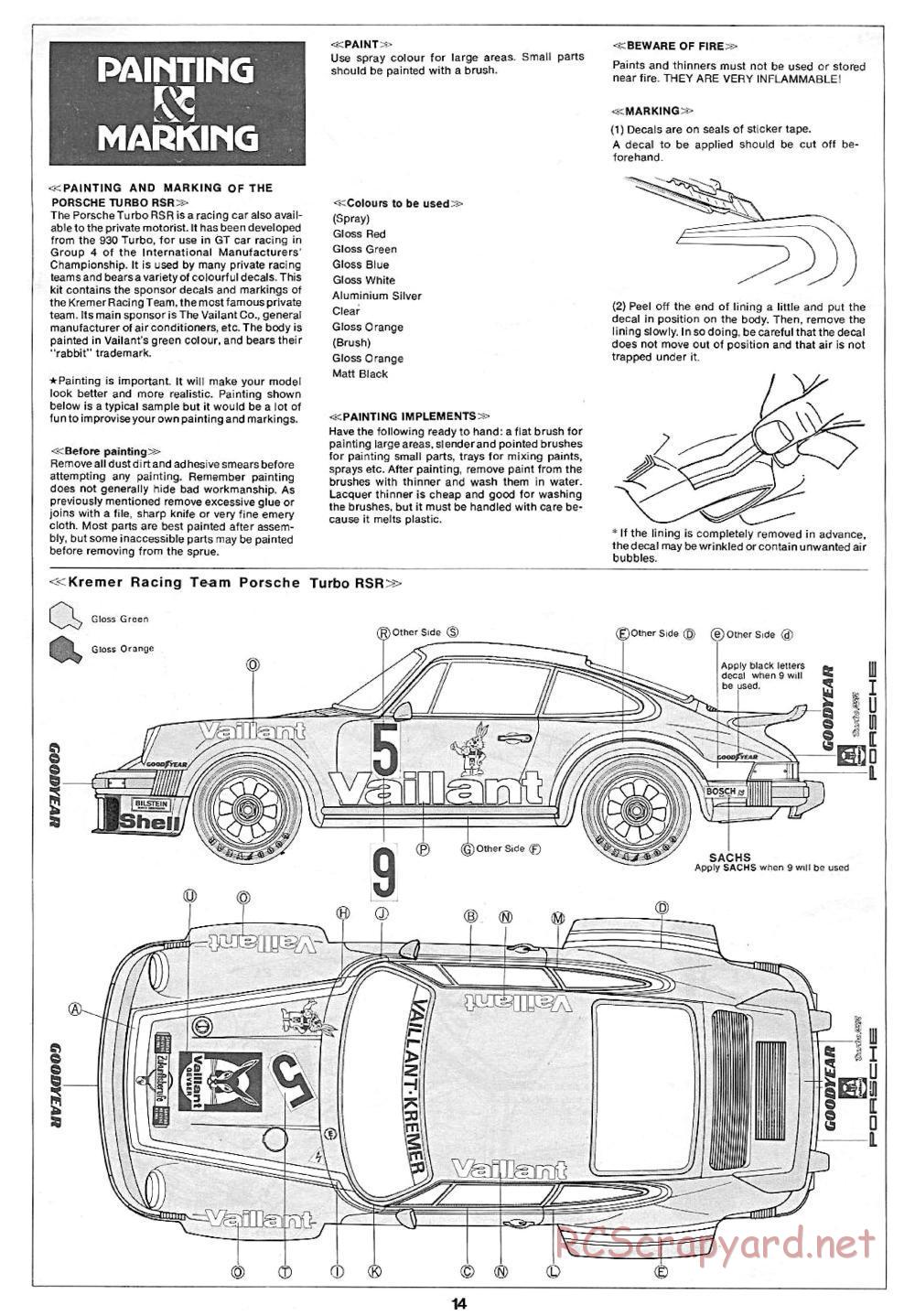 Tamiya - Porsche 934 Turbo RSR - 58001 - Manual - Page 14