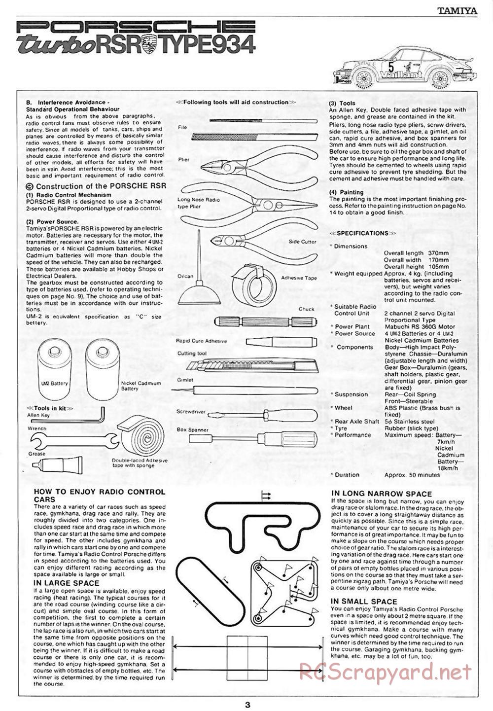 Tamiya - Porsche 934 Turbo RSR - 58001 - Manual - Page 3