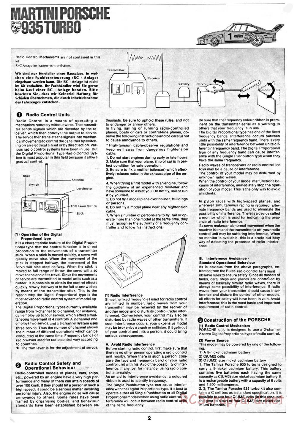 Tamiya - Martini Porsche 935 Turbo - 58002 - Manual - Page 2