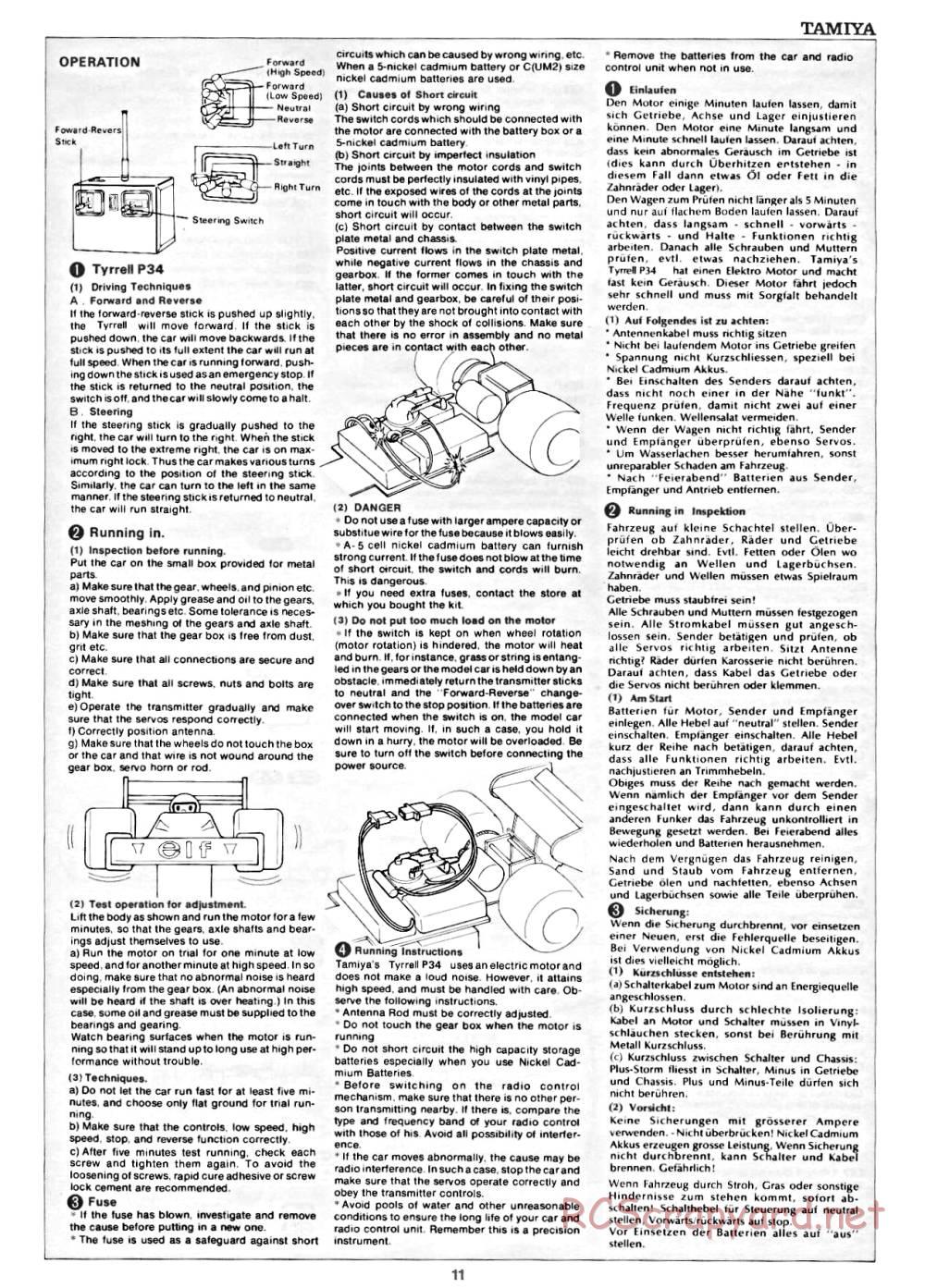 Tamiya - Tyrrell P34 Six Wheeler - 58003 - Manual - Page 11