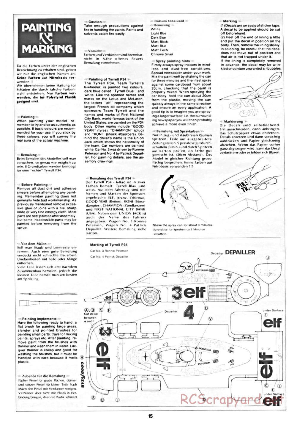 Tamiya - Tyrrell P34 Six Wheeler - 58003 - Manual - Page 15