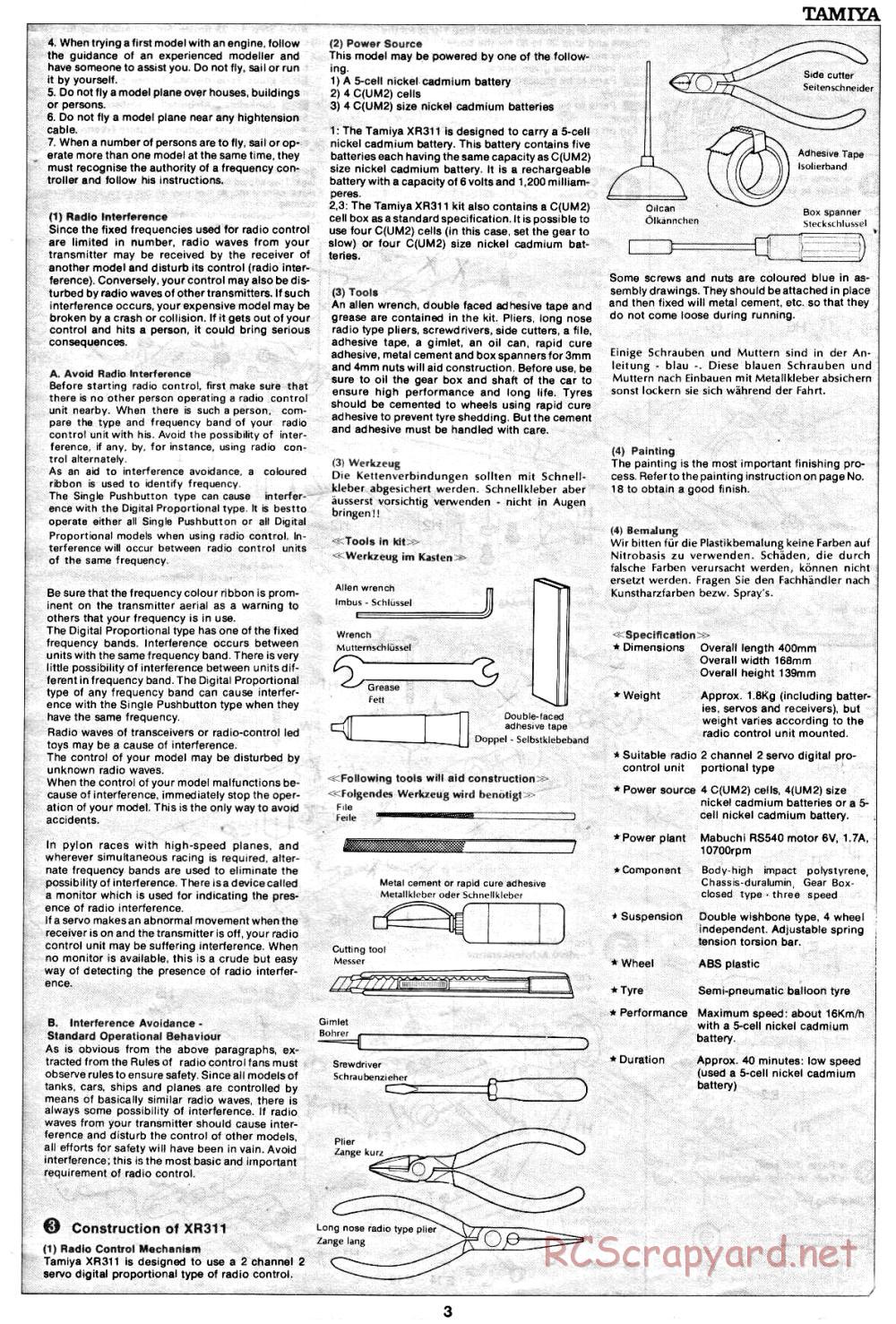 Tamiya - XR311 Combat Support Vehicle (1977) Chassis - Manual - Page 3