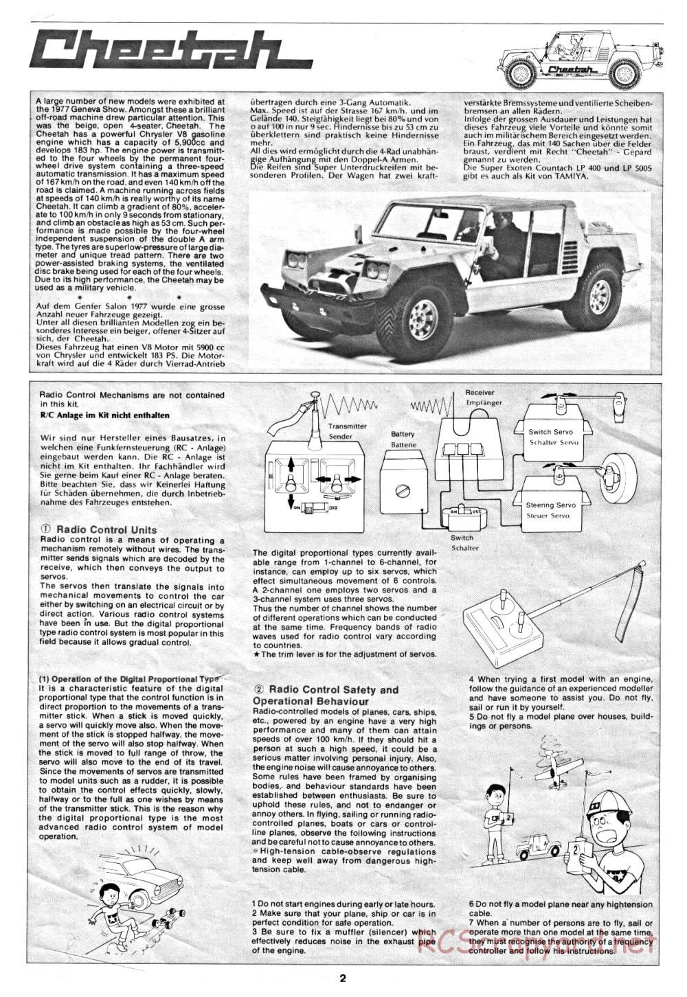 Tamiya - Lamborghini Cheetah - 58007 - Manual - Page 2