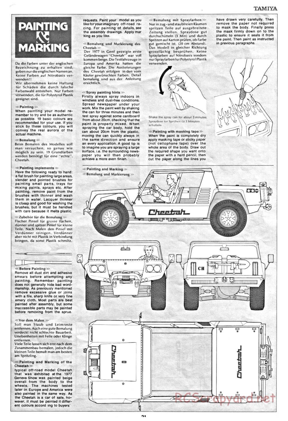 Tamiya - Lamborghini Cheetah - 58007 - Manual - Page 21