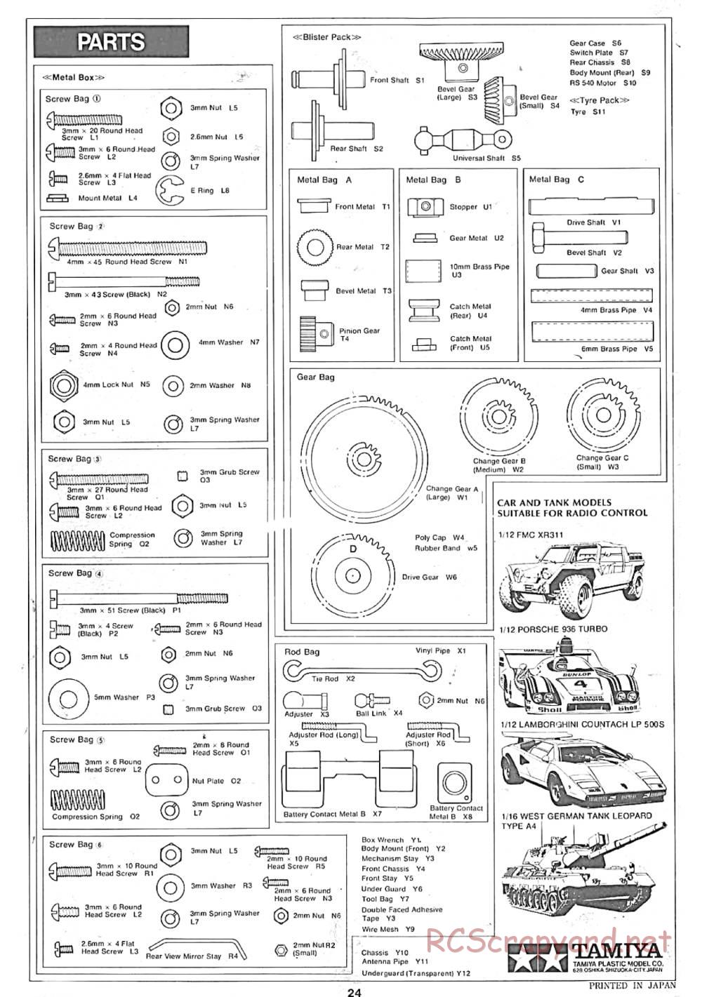 Tamiya - Lamborghini Cheetah - 58007 - Manual - Page 24
