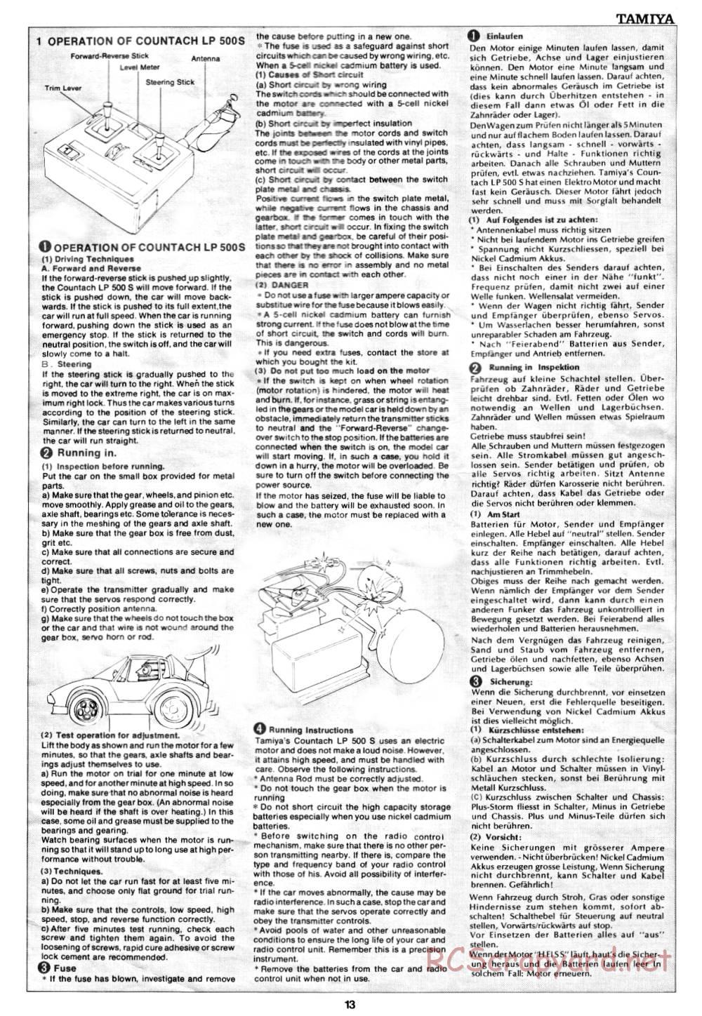 Tamiya - Lmbrghni Countach LP500S (CS) - 58008 - Manual - Page 13