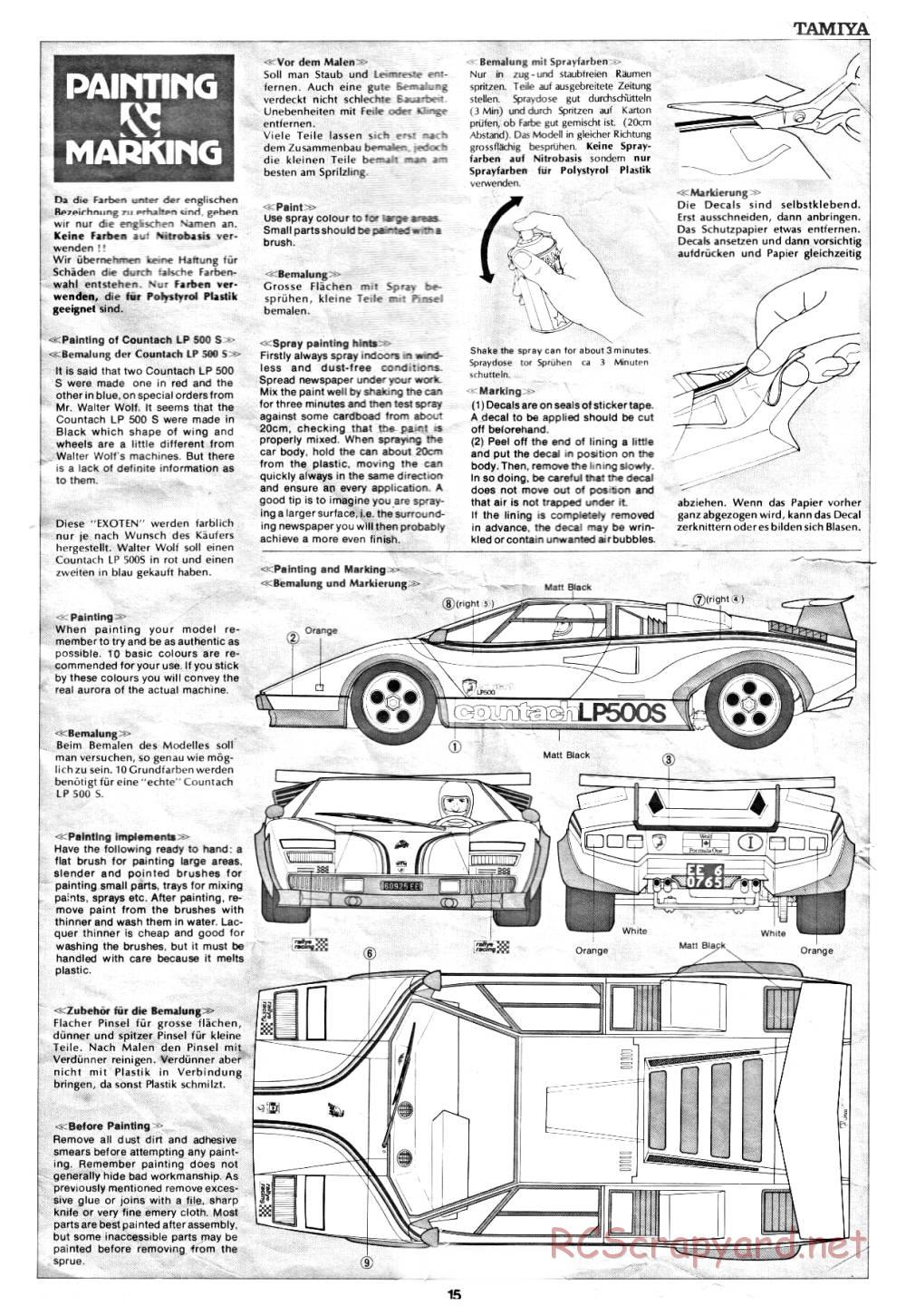 Tamiya - Lmbrghni Countach LP500S (CS) - 58008 - Manual - Page 15