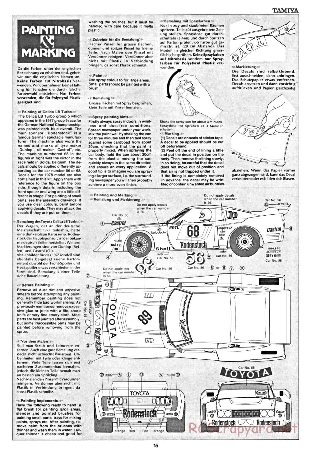 Tamiya - Toyota Celica LB Turbo Gr.5 (CS) - 58009 - Manual - Page 15