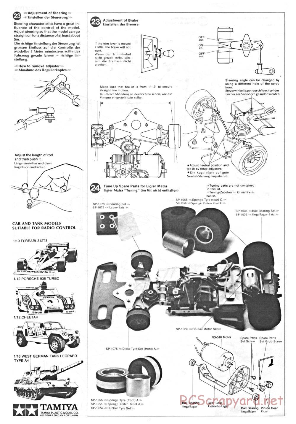 Tamiya - Ligier JS9 Matra - 58010 - Manual - Page 12