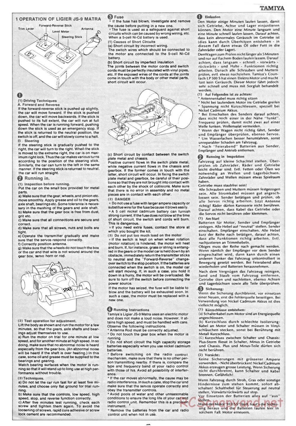 Tamiya - Ligier JS9 Matra - 58010 - Manual - Page 13