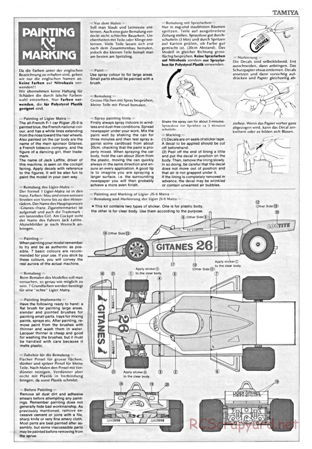 Tamiya - Ligier JS9 Matra - 58010 - Manual - Page 15