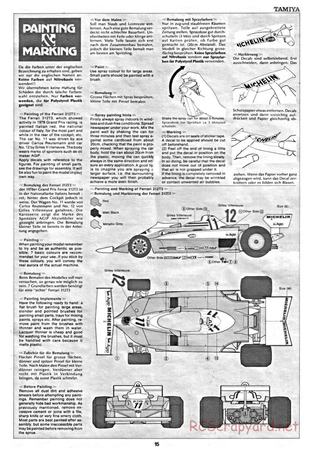 Tamiya - Ferrari 312T3 - 58011 - Manual - Page 15