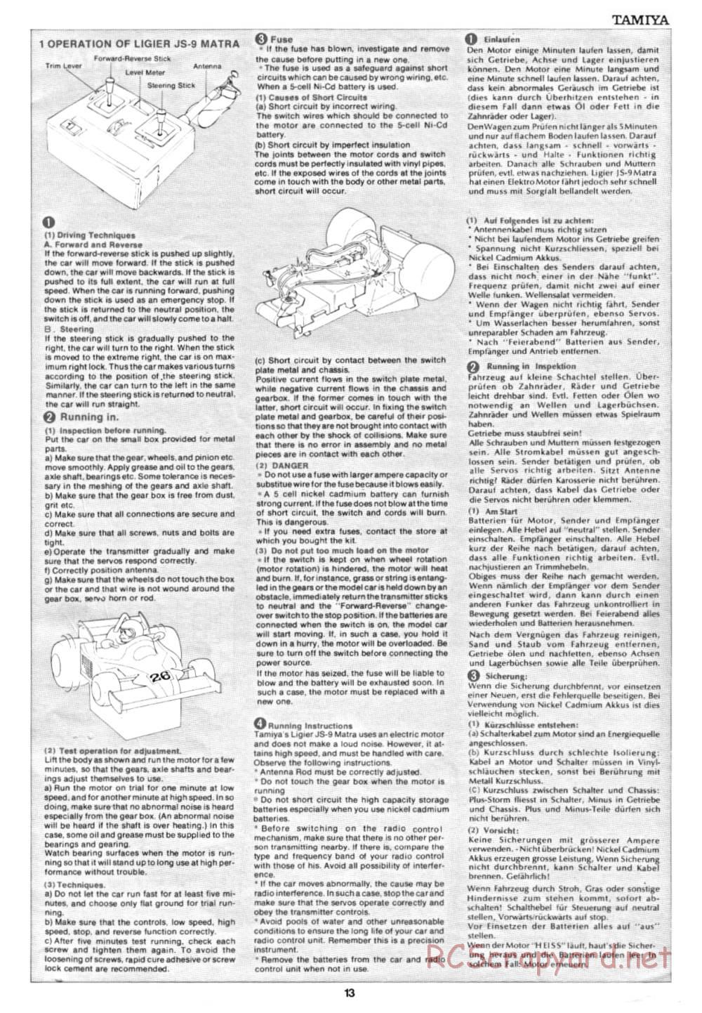 Tamiya - Ligier JS9 Matra (CS) - 58012 - Manual - Page 13