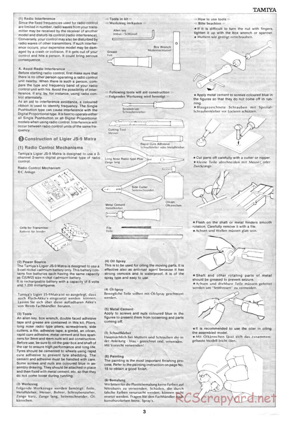 Tamiya - Ligier JS9 Matra (CS) - 58012 - Manual - Page 3