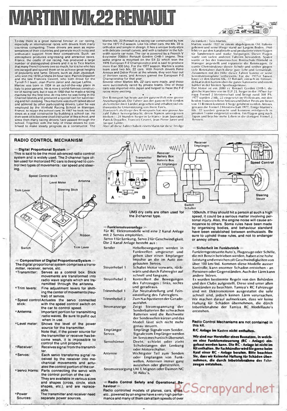 Tamiya - Martini Mk22 Renault (F2) - 58014 - Manual - Page 2