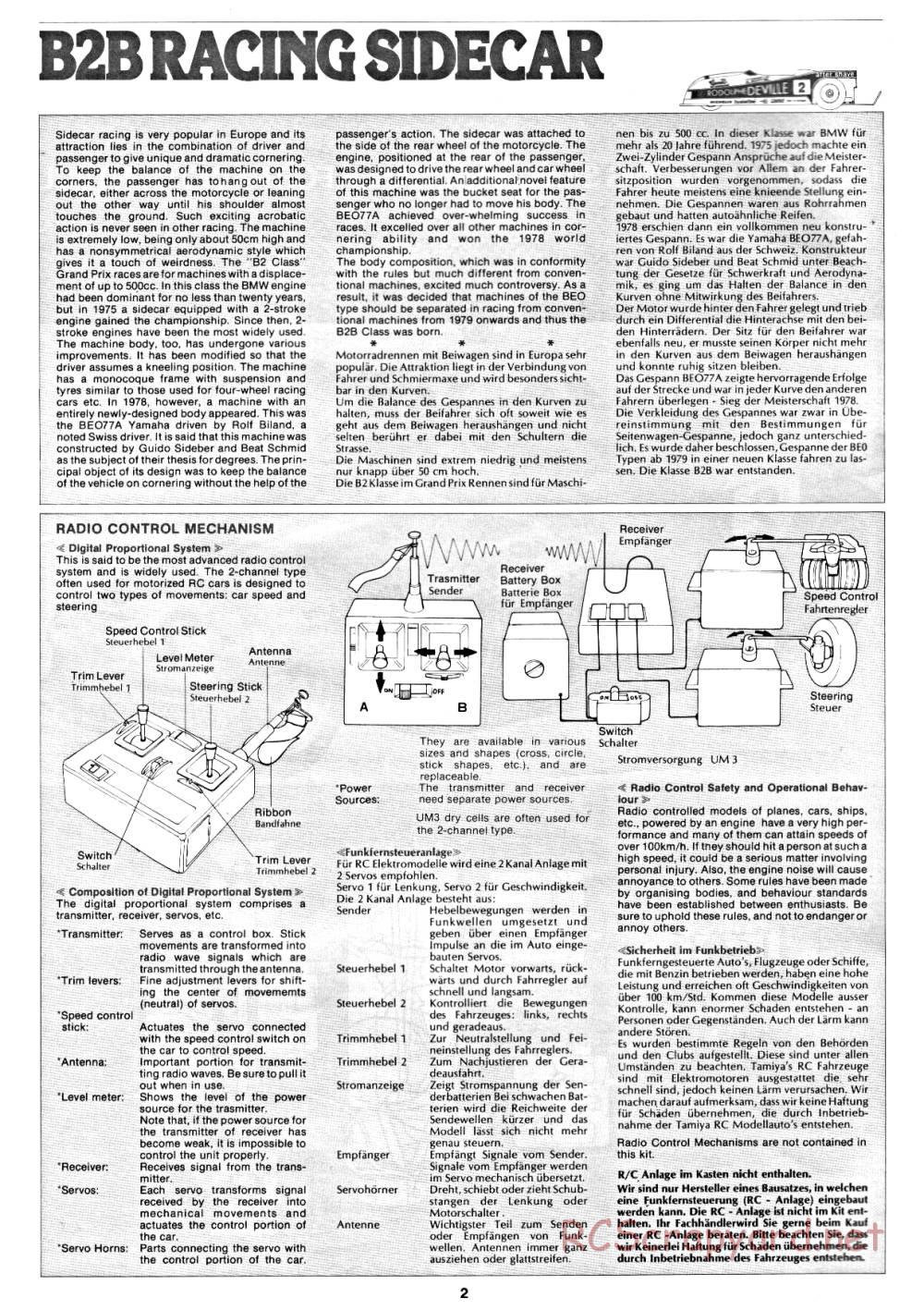 Tamiya - B2B Racing Sidecar - 58017 - Manual - Page 2