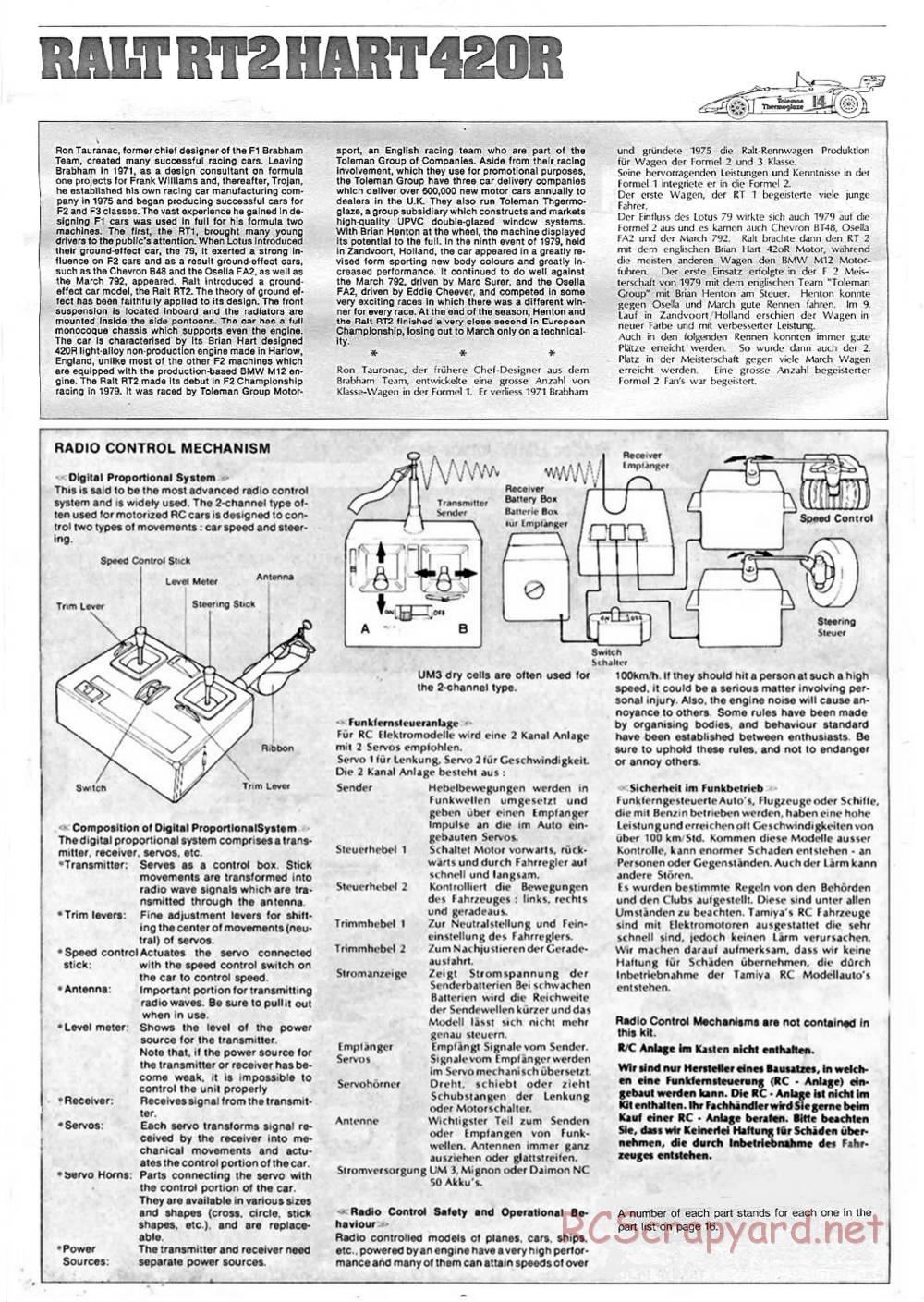 Tamiya - Ralt RT2 Hart 420R (F2) - 58018 - Manual - Page 2