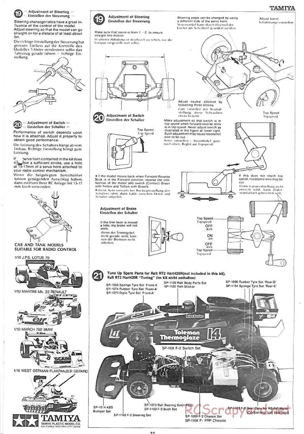 Tamiya - Ralt RT2 Hart 420R (F2) - 58018 - Manual - Page 11