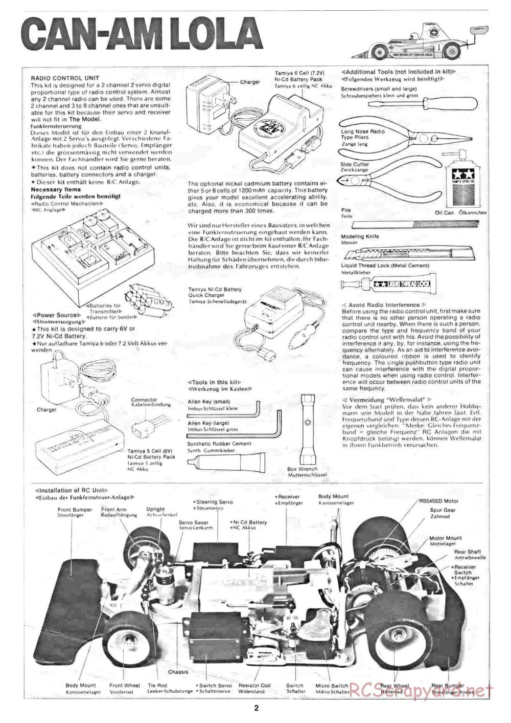 Tamiya - Can Am Lola - 58021 - Manual - Page 2