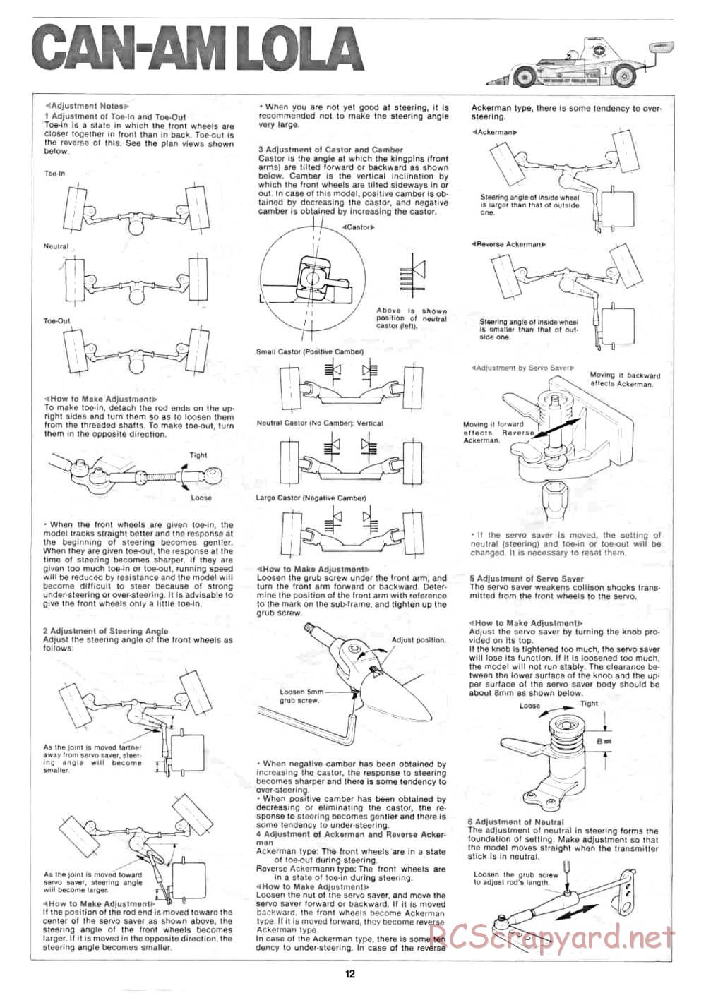 Tamiya - Can Am Lola - 58021 - Manual - Page 12