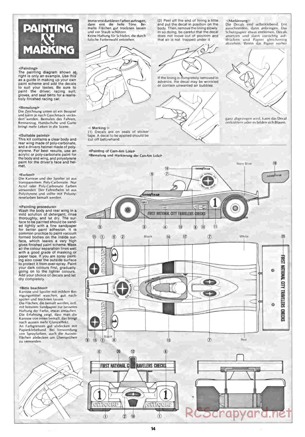 Tamiya - Can Am Lola - 58021 - Manual - Page 14