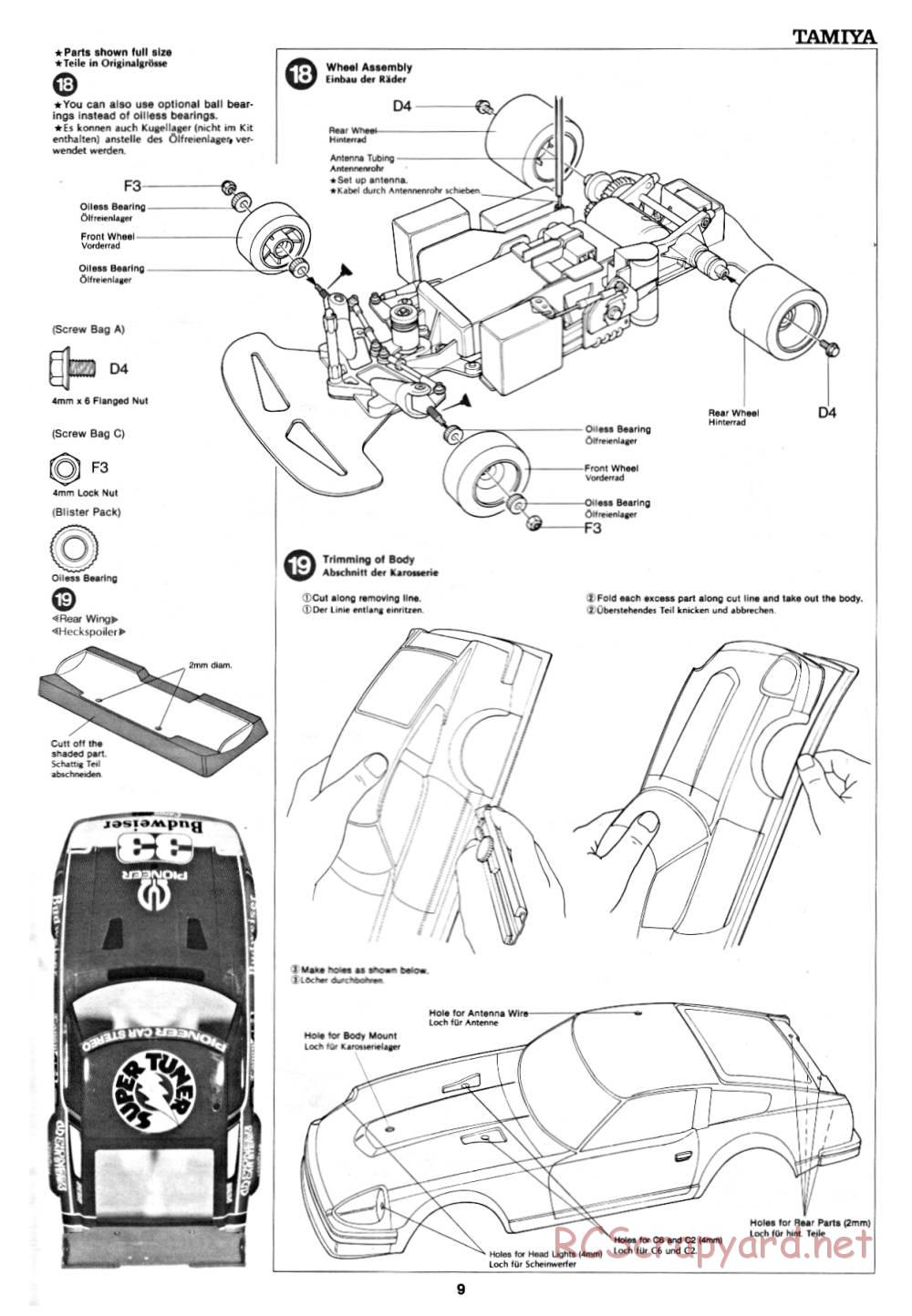 Tamiya - Datsun 280ZX - 58022 - Manual - Page 9
