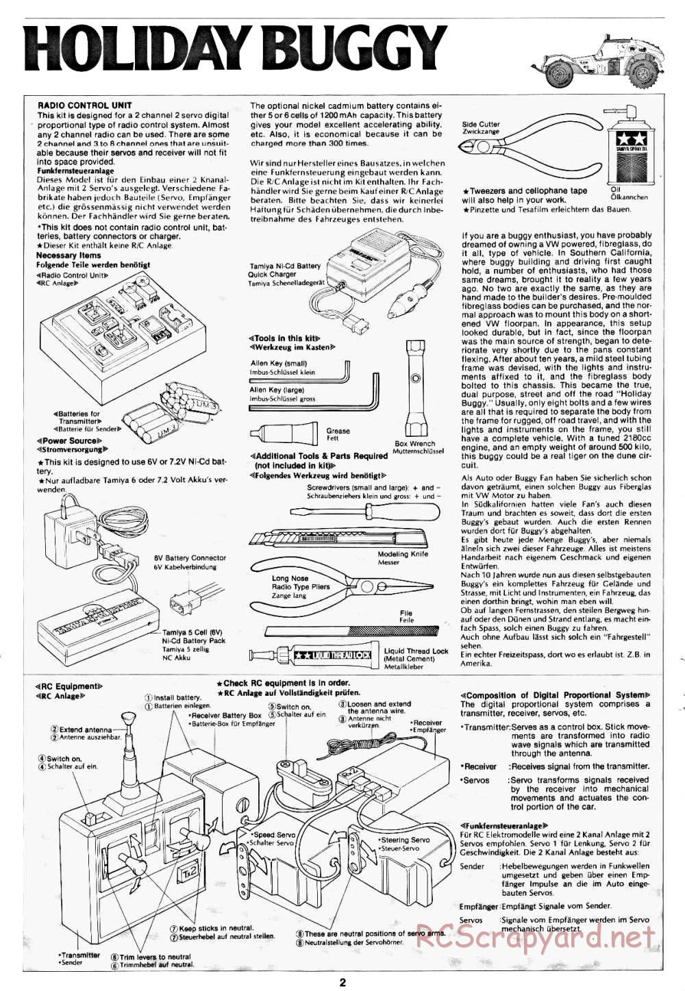 Tamiya - Holiday Buggy - 58023 - Manual - Page 2