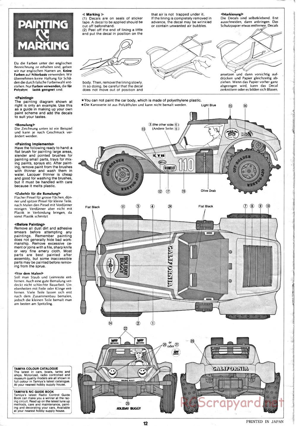 Tamiya - Holiday Buggy - 58023 - Manual - Page 12