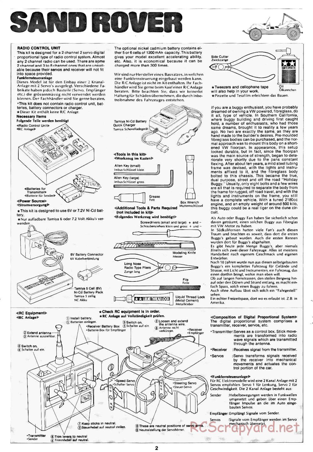 Tamiya - Sand Rover - 58024 - Manual - Page 2