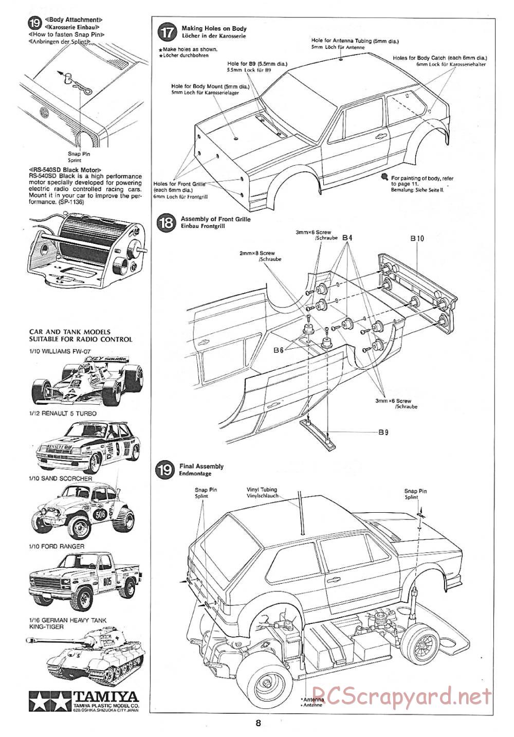 Tamiya - VW Golf Racing Group 2 (CS) - 58025 - Manual - Page 8