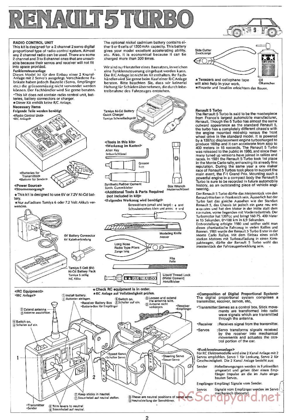 Tamiya - Renault 5 Turbo (CS) - 58026 - Manual - Page 2