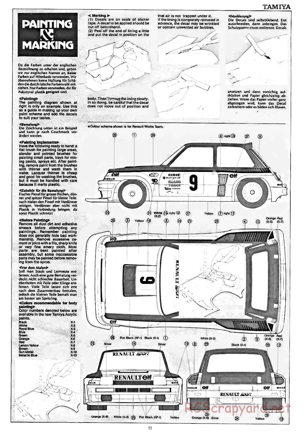 Tamiya - Renault 5 Turbo (CS) - 58026 - Manual - Page 11