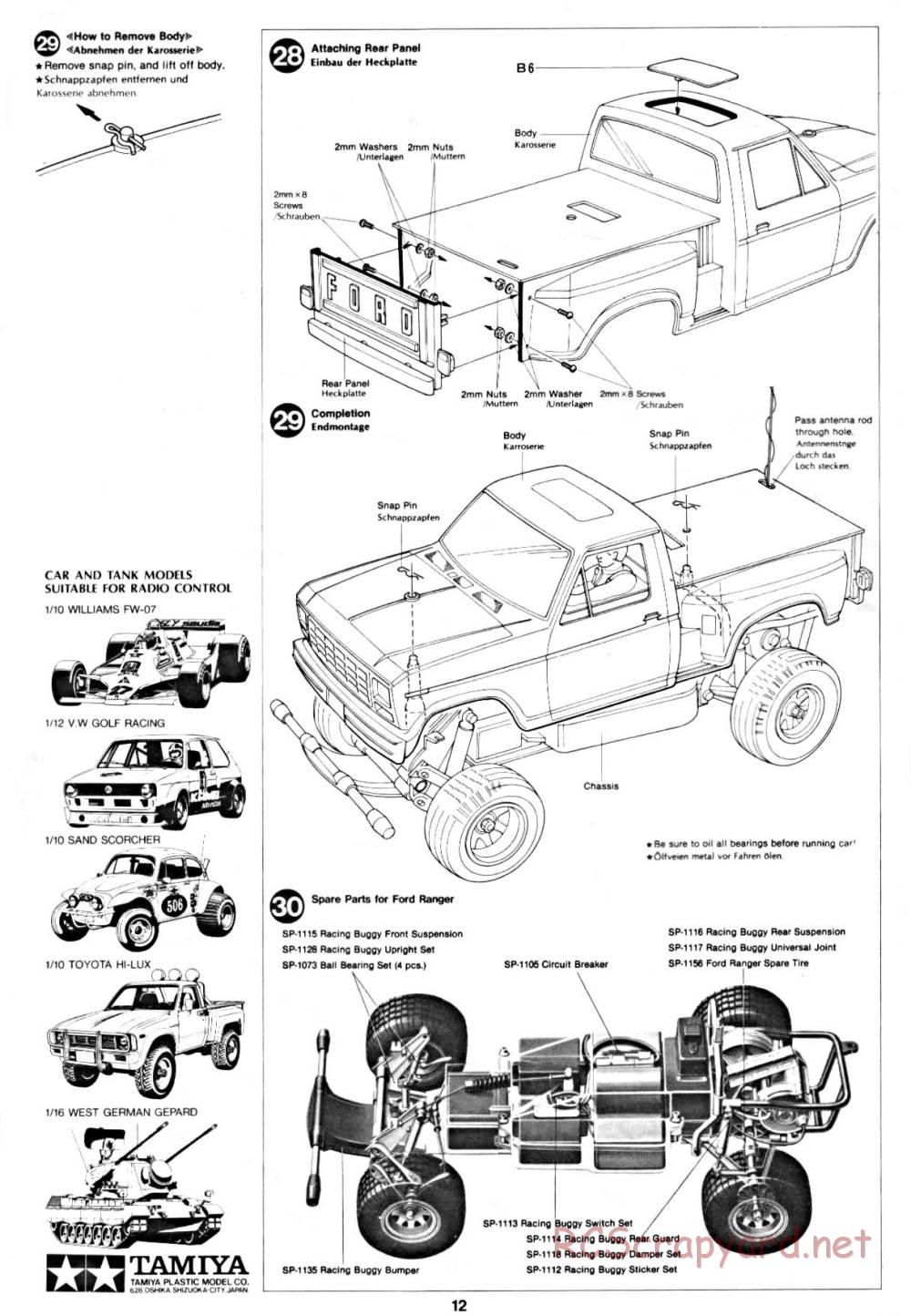 Tamiya - Ford F-150 Ranger XLT - 58027 - Manual - Page 12