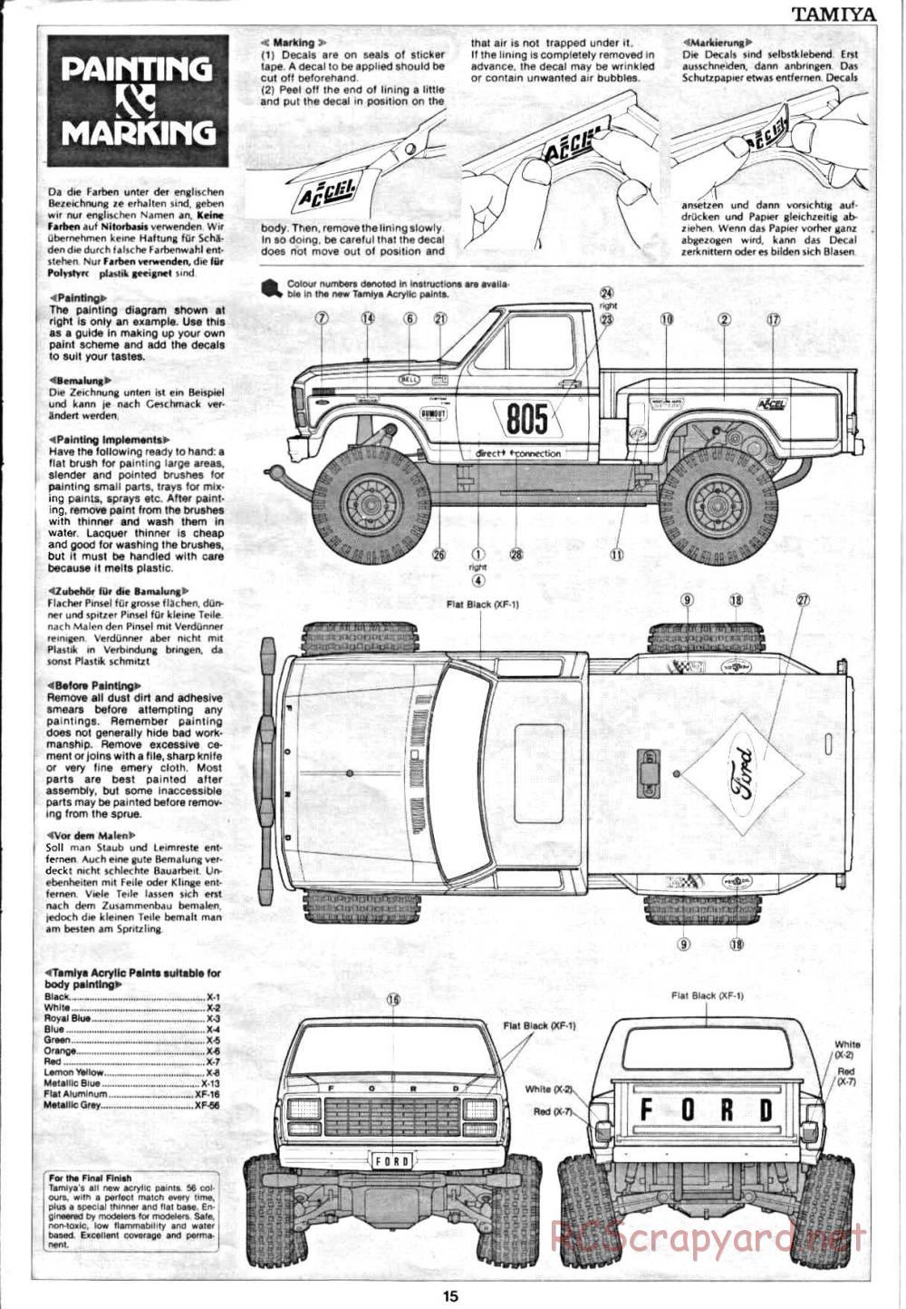 Tamiya - Ford F-150 Ranger XLT - 58027 - Manual - Page 15