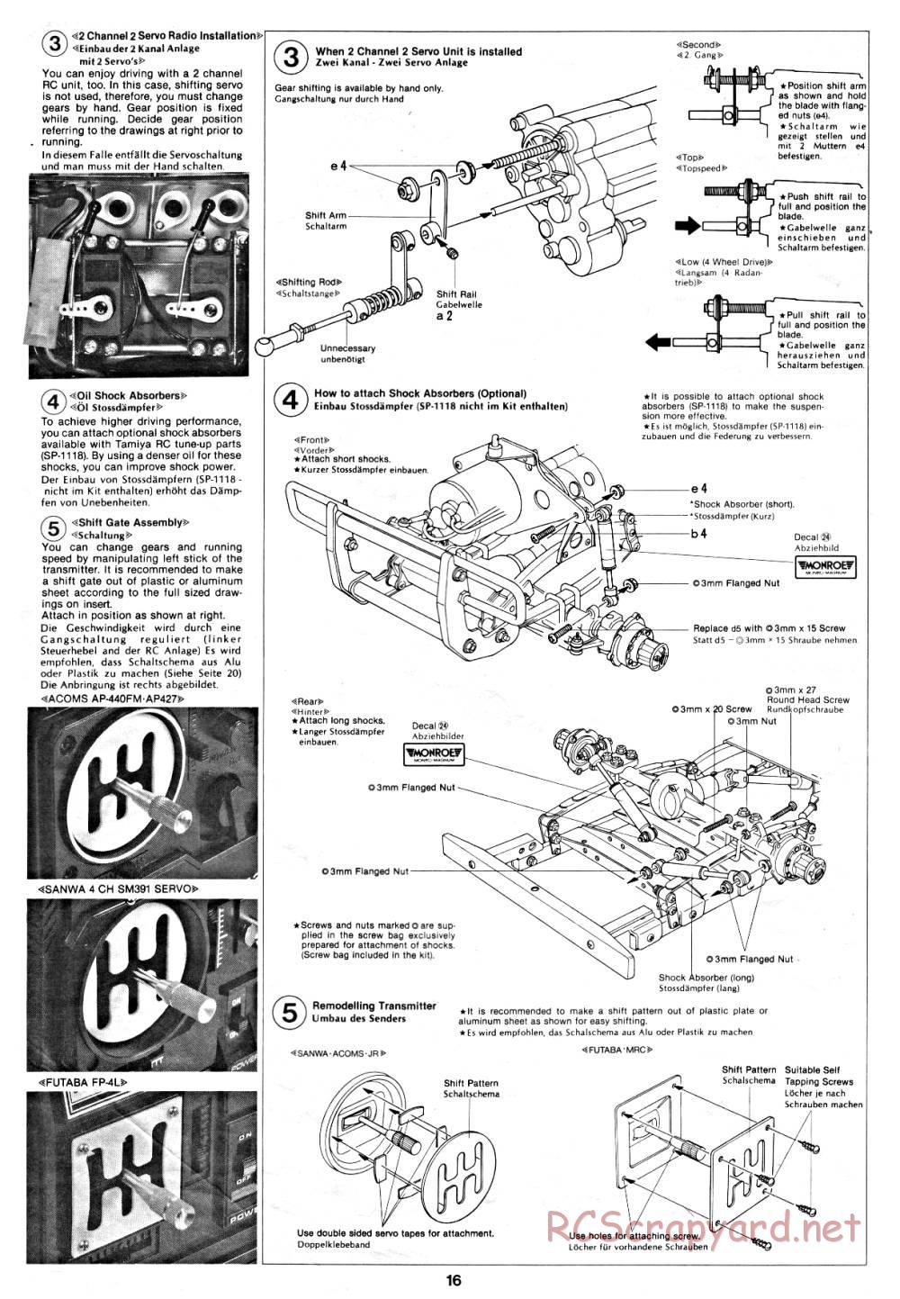 Tamiya - Toyota 4x4 Pick-Up - 58028 - Manual - Page 16