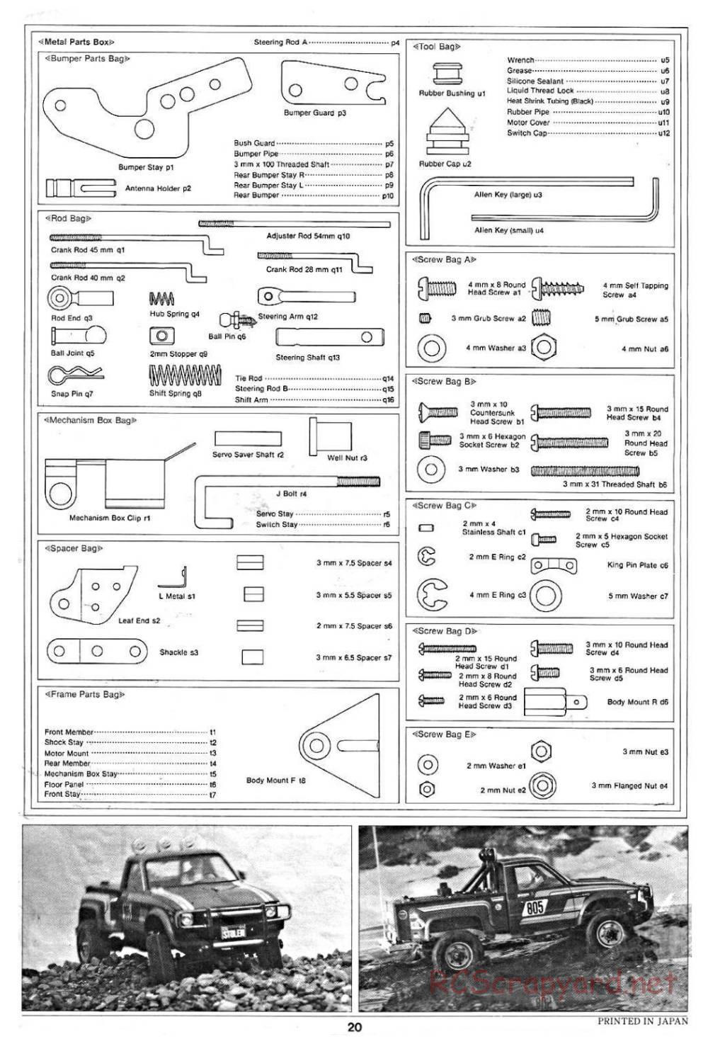 Tamiya - Toyota 4x4 Pick-Up - 58028 - Manual - Page 20