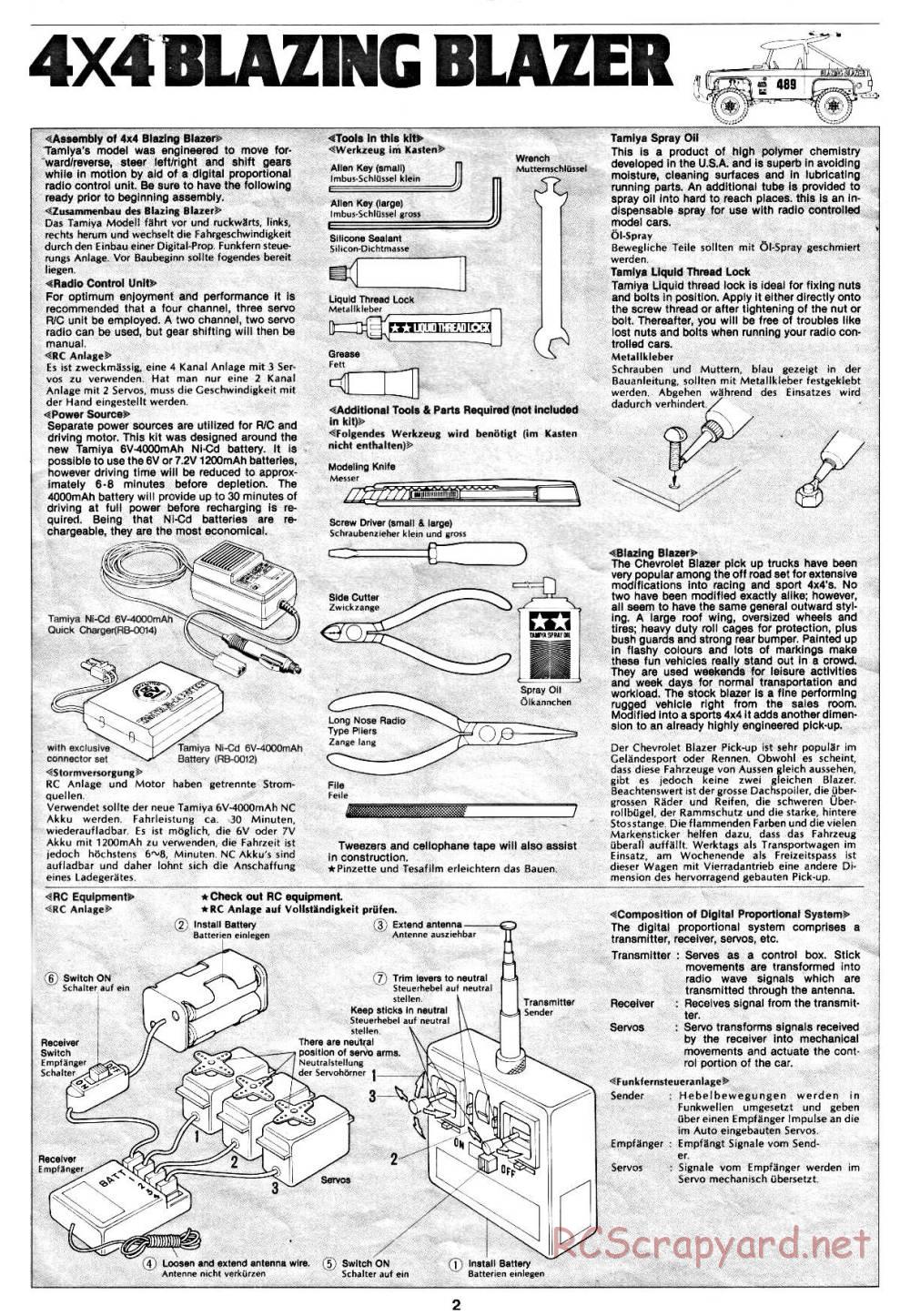Tamiya - Blazing Blazer - 58029 - Manual - Page 2