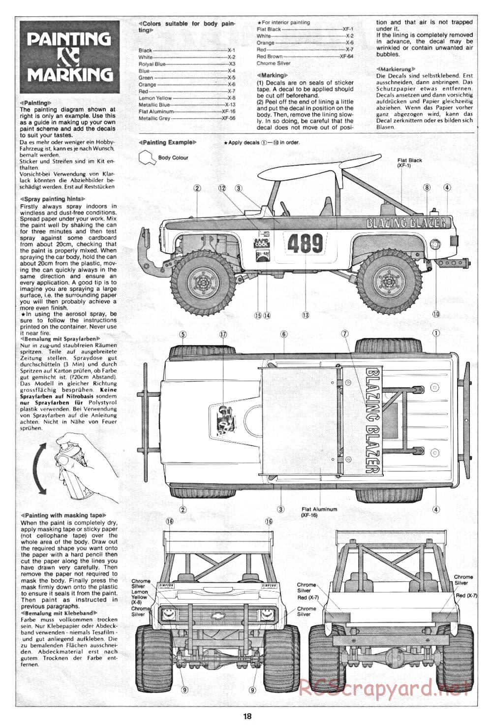 Tamiya - Blazing Blazer - 58029 - Manual - Page 18