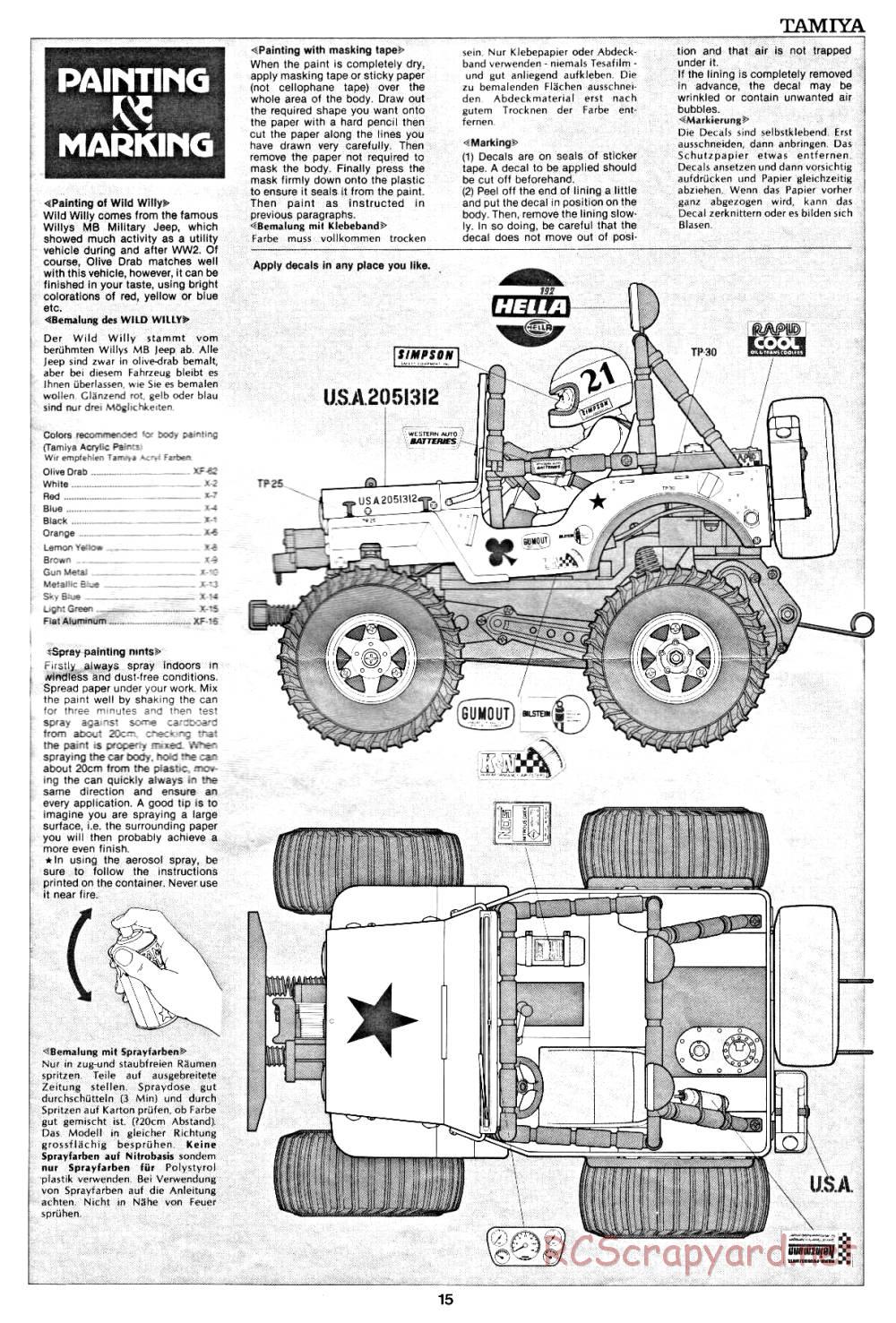 Tamiya - Wild Willy, Willys M38 - 58035 - Manual - Page 15