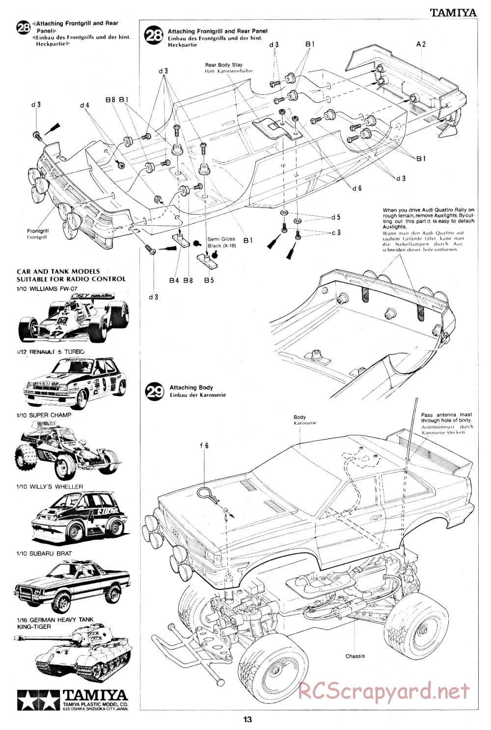 Tamiya - Audi Quattro Rally - 58036 - Manual - Page 13