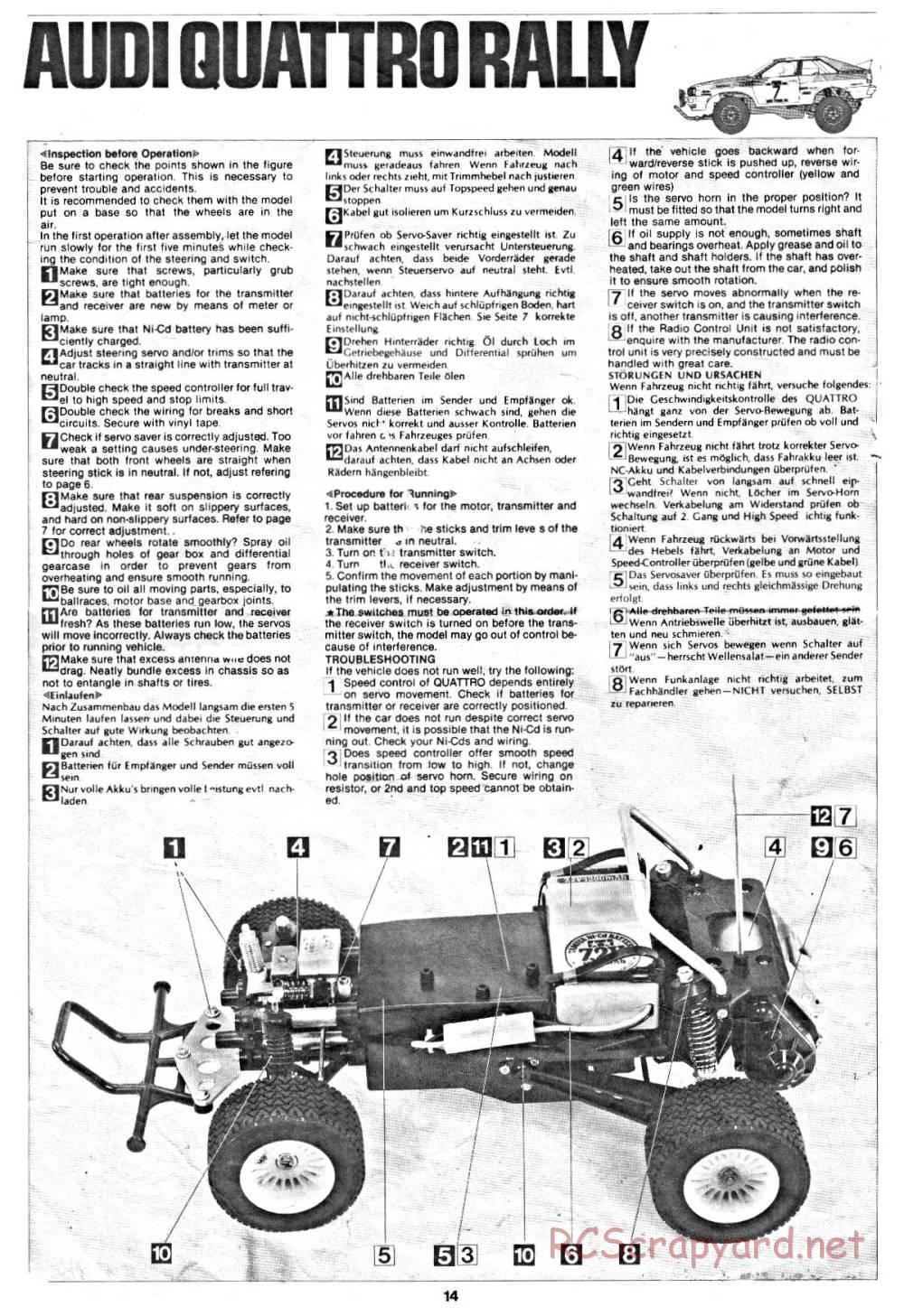 Tamiya - Audi Quattro Rally - 58036 - Manual - Page 14